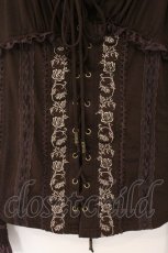 画像3: Ozz Croce / 薔薇刺繍コルセット風カットソー  ブラウン O-26-05-12-043-OO-TO-IG-OS (3)