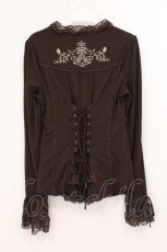 画像5: Ozz Croce / 薔薇刺繍コルセット風カットソー  ブラウン O-26-05-12-043-OO-TO-IG-OS (5)