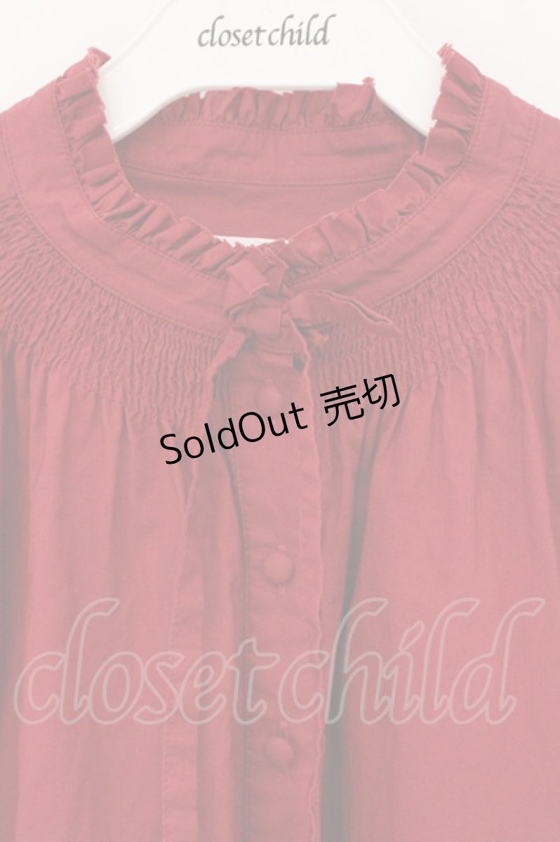 画像2: PINK HOUSE / ギャザー使いブラウス  アカ O-26-05-12-054-LO-BL-OW-OS (2)