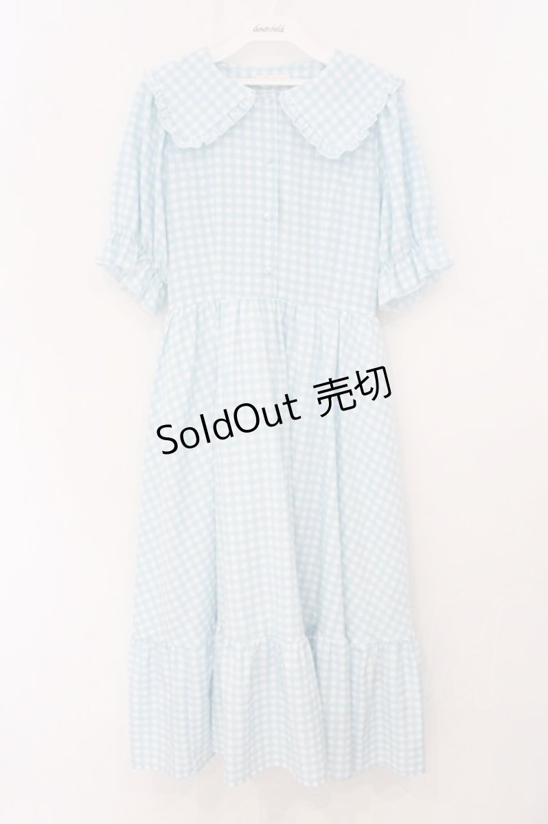 画像1: m petit by misako / TT*Mギンガムチェック半袖ワンピース M サックス O-26-05-12-055-LO-OP-IG-OS (1)