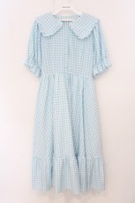 画像1: m petit by misako / TT*Mギンガムチェック半袖ワンピース M サックス O-26-05-12-055-LO-OP-IG-OS (1)