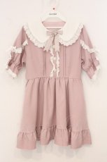 画像1: DearMyLove / コットンレースフリルワンピース M ミニ丈 ピンク×シロ O-26-05-12-006-GO-OP-IG-OS (1)