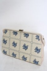 画像1: an another angelus / タイル刺繍がま口バッグ  アイボリー×ブルー O-26-05-12-1049-CA-BG-IG-ZTK058 (1)