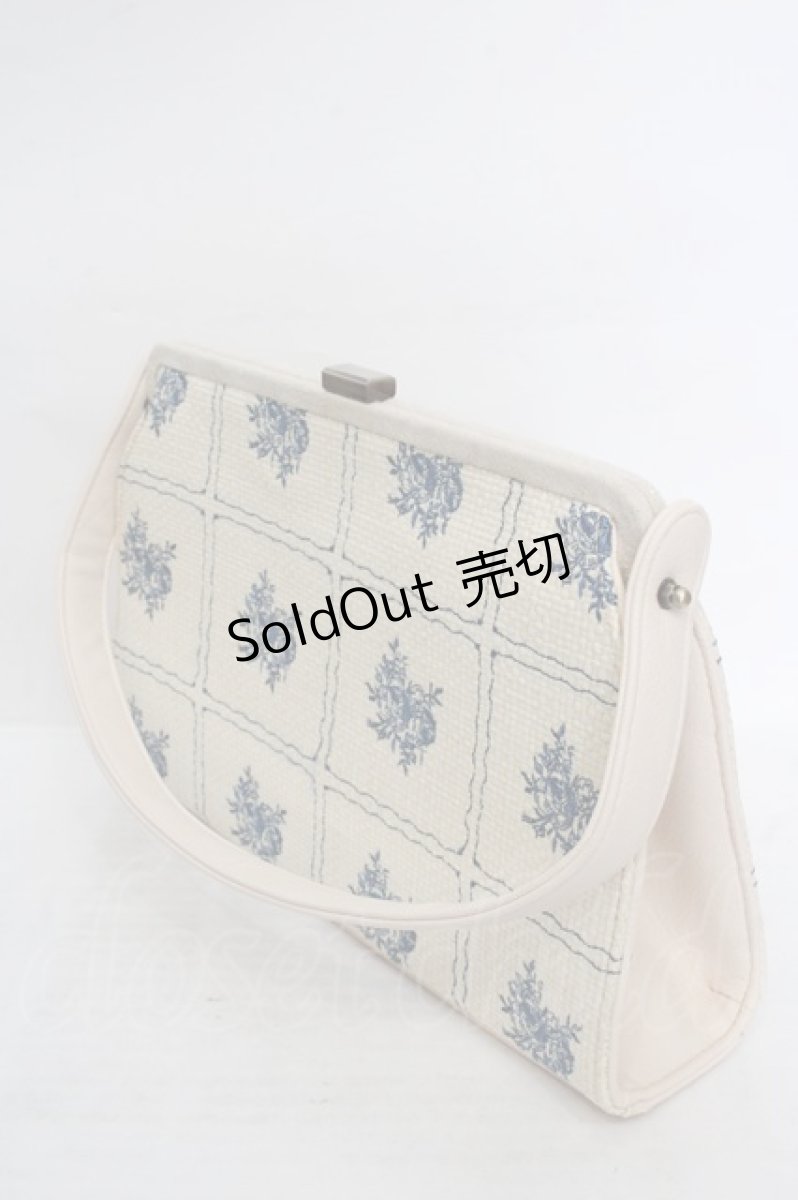画像2: an another angelus / タイル刺繍がま口バッグ  アイボリー×ブルー O-26-05-12-1049-CA-BG-IG-ZTK058 (2)