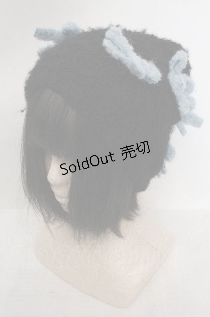 画像1: Candy Stripper / FLUFFY RIBBON BEANIE（フラッフィーリボンビーニー）  ブラック O-26-05-12-1007-PU-AC-IG-ZT710 (1)