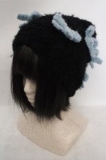 画像1: Candy Stripper / FLUFFY RIBBON BEANIE（フラッフィーリボンビーニー）  ブラック O-26-05-12-1007-PU-AC-IG-OS (1)