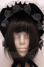 画像2: BlackShamrock / Crossボンネット  クロ×シロ O-26-05-12-1010-LO-AC-IG-OS (2)