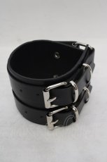 画像1: ankoROCK / 2連バックルベルトワイドレザーバングル  ブラック O-26-05-12-1018-PU-AC-IG-OS (1)