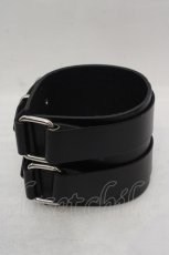 画像2: ankoROCK / 2連バックルベルトワイドレザーバングル  ブラック O-26-05-12-1018-PU-AC-IG-OS (2)
