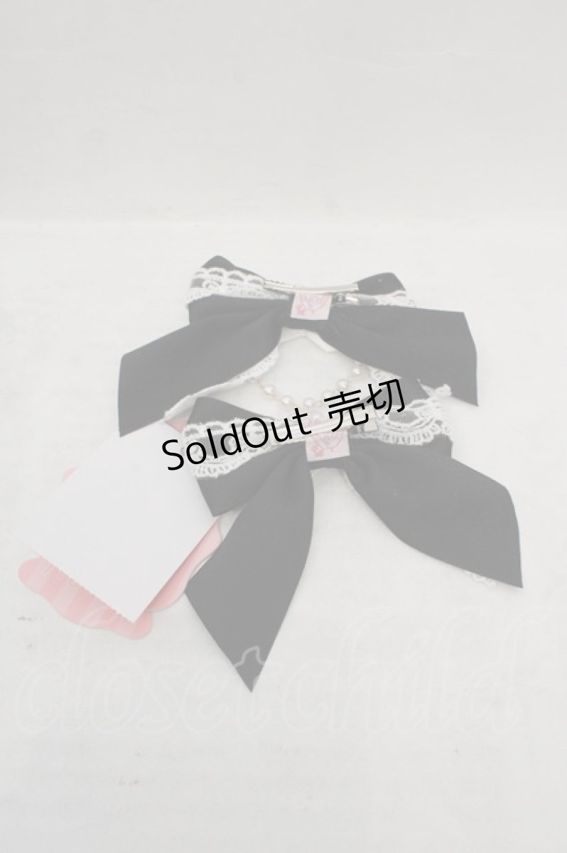 画像2: To Alice / パールチェーン付きダブルリボンヘアクリップセット  クロ×シロ O-26-05-12-1025-LO-AC-IG-OS (2)
