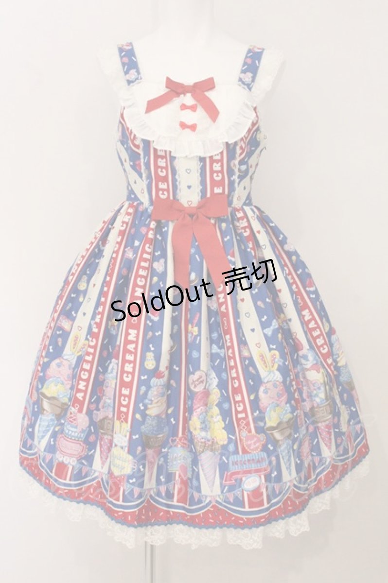 画像1: Angelic Pretty / Ice Cream Parlorジャンパースカート  ブルー O-26-05-12-074-AP-OP-IG-OS (1)