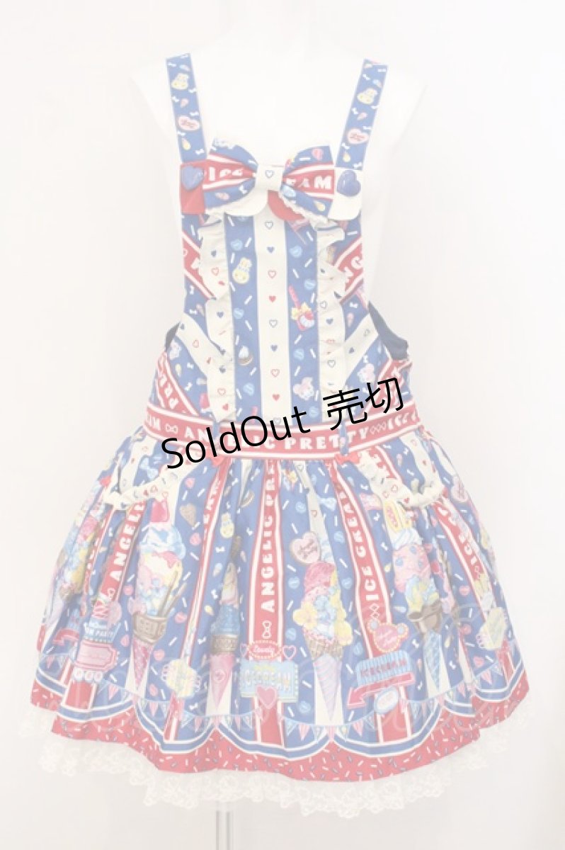 画像1: Angelic Pretty / Ice Cream Parlorサロペット  ブルー O-26-05-12-077-AP-OP-IG-OS (1)