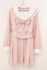 画像1: DearMyLove / ハートビジューリボンレース学園ワンピース S ピンク O-26-05-12-010-GO-OP-IG-OS (1)