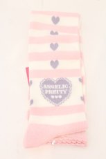 画像1: Angelic Pretty / Sprinkle Heartボーダーオーバーニー  ピンク×シロ O-26-05-12-092-AP-ZA-IG-OS (1)