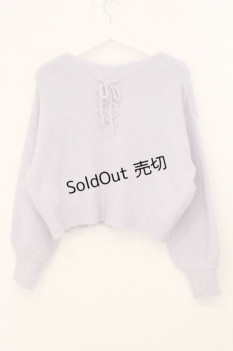 画像3: axes femme / バックレースアップニットカーディガン  ラベンダー O-26-05-12-023-AX-TO-IG-OS (3)