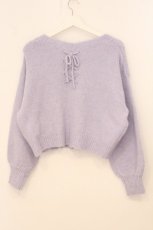 画像3: axes femme / バックレースアップニットカーディガン  ラベンダー O-26-05-12-023-AX-TO-IG-OS (3)