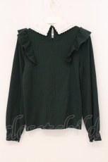 画像3: axes femme / ブーケ刺繍二枚襟リブプルオーバー  グリーン O-26-05-12-029-AX-TO-IG-OS (3)