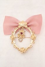画像1: m petit by misako / AMクラウンビジューブローチ  ゴールド×ピンク O-26-05-13-038-LO-AC-IG-OS (1)