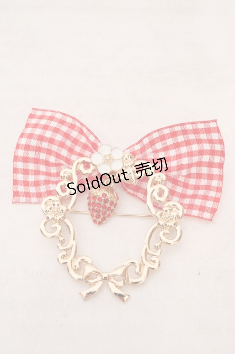画像1: m petit by misako / AMイチゴビジューブローチ  ゴールド×アカ O-26-05-13-042-LO-AC-IG-OS (1)