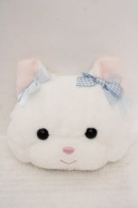 画像1: Maison de FLEUR / クリーミーねこフェイスポーチ  シロ×サックス O-26-05-13-061-LO-ZA-IG-OS (1)
