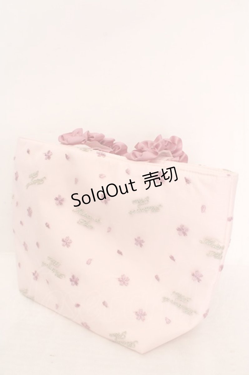 画像1: Maison de FLEUR / さくらチュール刺繍フリルハンドルトートバッグ  ピンク O-26-05-14-044-LO-BG-OW-OS (1)