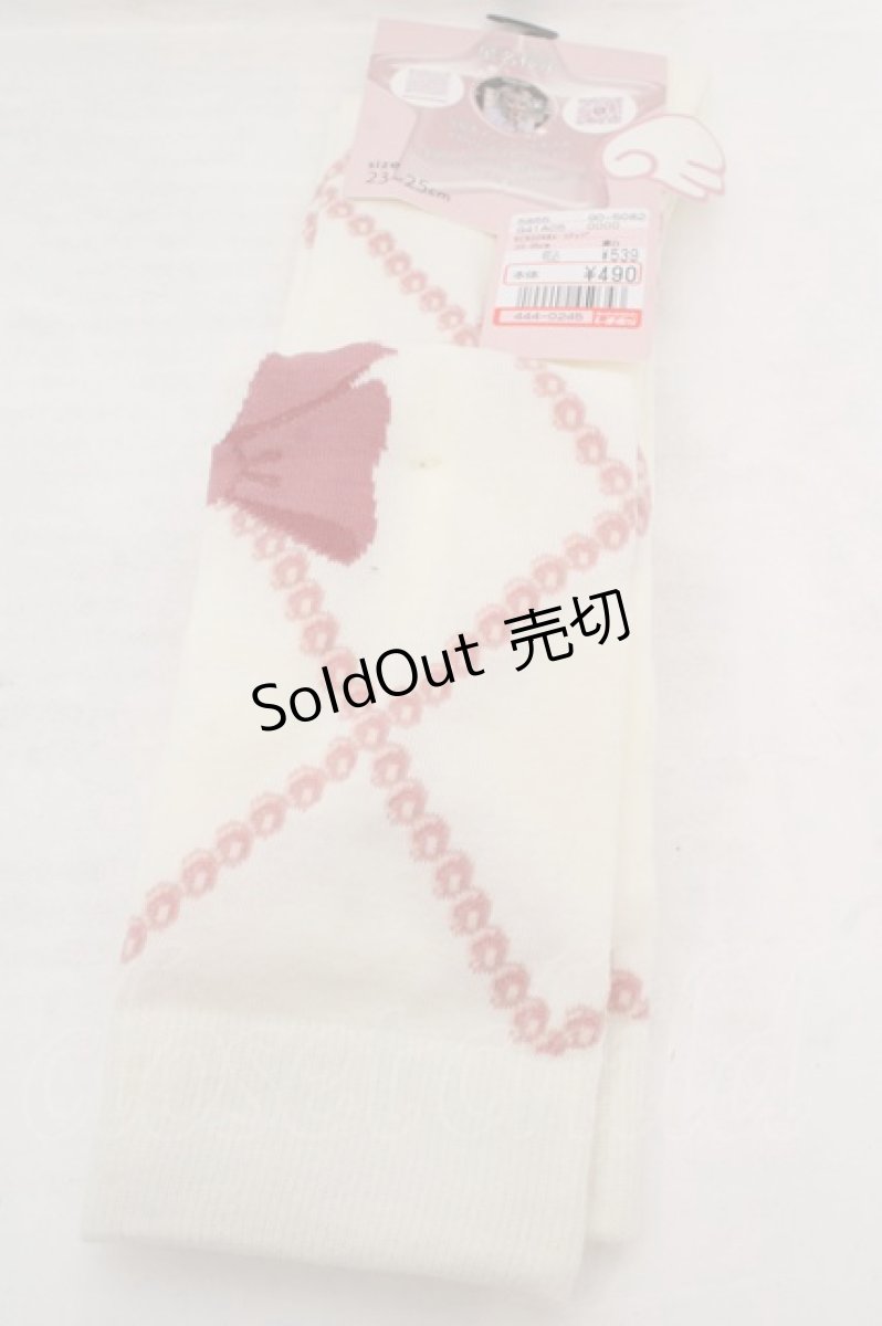 画像1: FLC / ECHSOVKレースアップ　オーバーニーソックス 23-25cm シロ×ピンク O-26-05-14-007-LO-ZA-IG-OS (1)