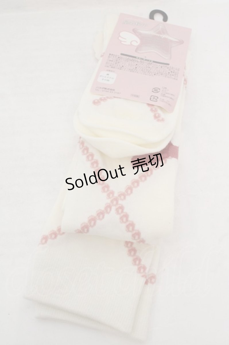 画像2: FLC / ECHSOVKレースアップ　オーバーニーソックス 23-25cm シロ×ピンク O-26-05-14-007-LO-ZA-IG-OS (2)