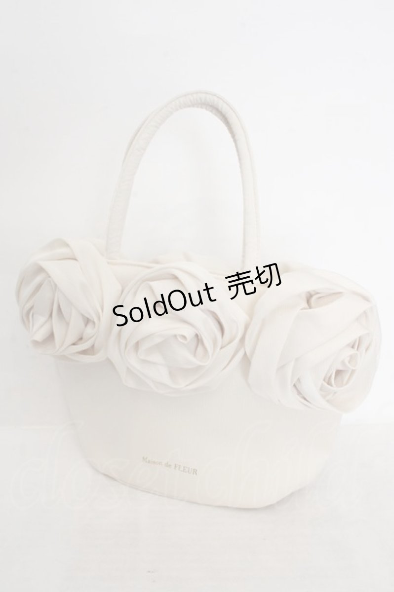 画像1: Maison de FLEUR / ローズトートバッグ  アイボリー O-26-05-14-052-LO-BG-OW-OS (1)