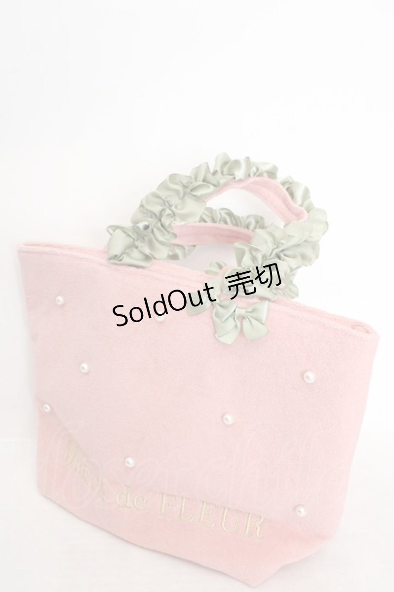 画像1: Maison de FLEUR / いちごフリルハンドルトートバッグ  ピンク O-26-05-14-054-LO-BG-OW-ZT0416W (1)