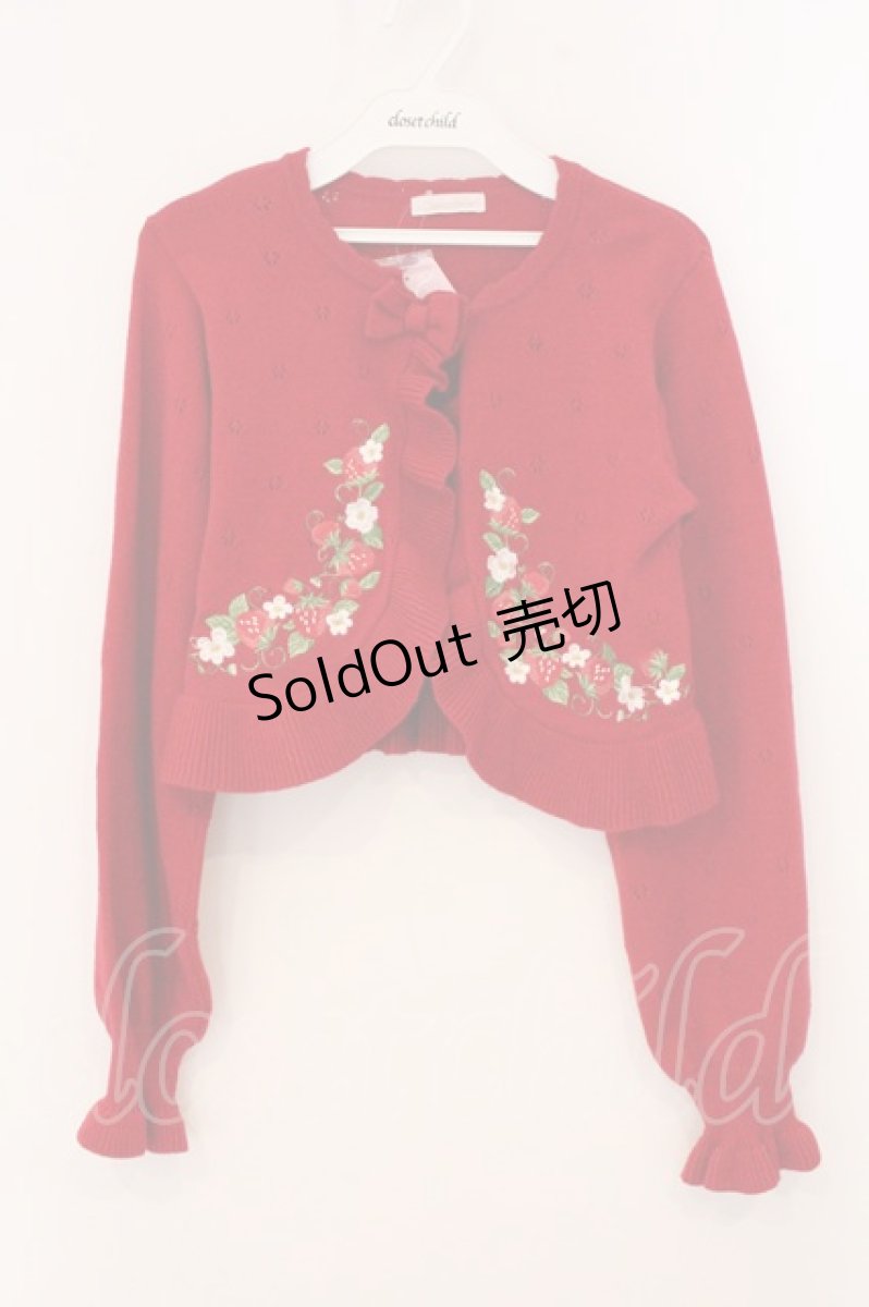 画像1: Chalmiere / いちご刺繍ニットボレロ M アカ O-26-05-14-1001-AX-TO-OW-OS (1)