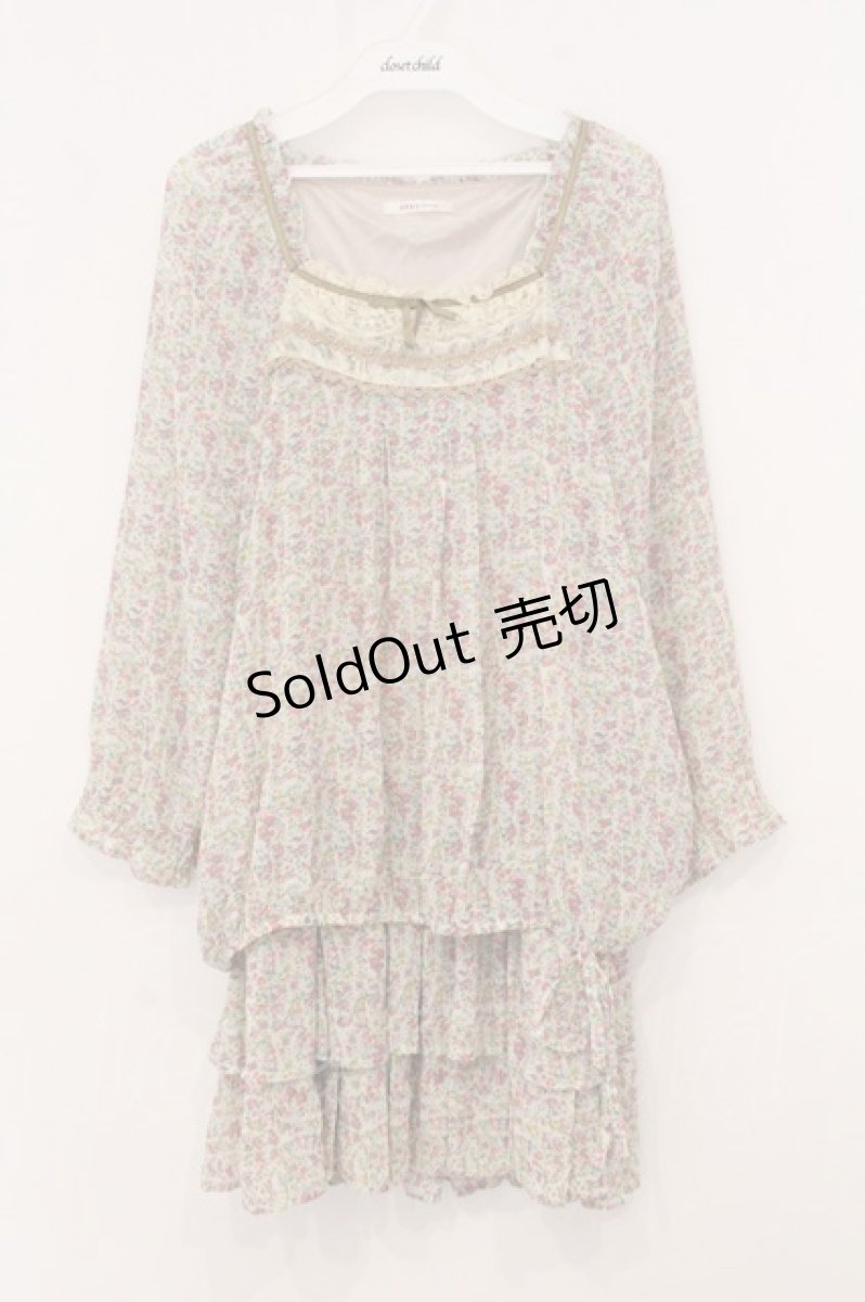 画像1: axes femme / 小花柄2ピース風チュニック  アイボリー O-26-05-14-1039-AX-OP-IG-OS (1)