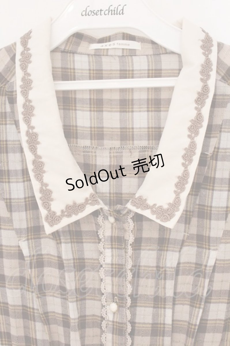 画像2: axes femme / ラメチェックチュニック M ベージュ系 O-26-05-14-1040-AX-TO-IG-OS (2)
