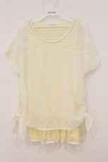 画像1: axes femme / シフォンレイヤードボーダーチュニック M イエロー×オフシロ O-26-05-14-1042-AX-TO-IG-OS (1)