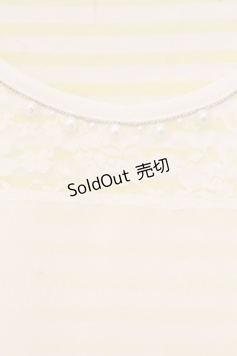 画像2: axes femme / シフォンレイヤードボーダーチュニック M イエロー×オフシロ O-26-05-14-1042-AX-TO-IG-OS (2)