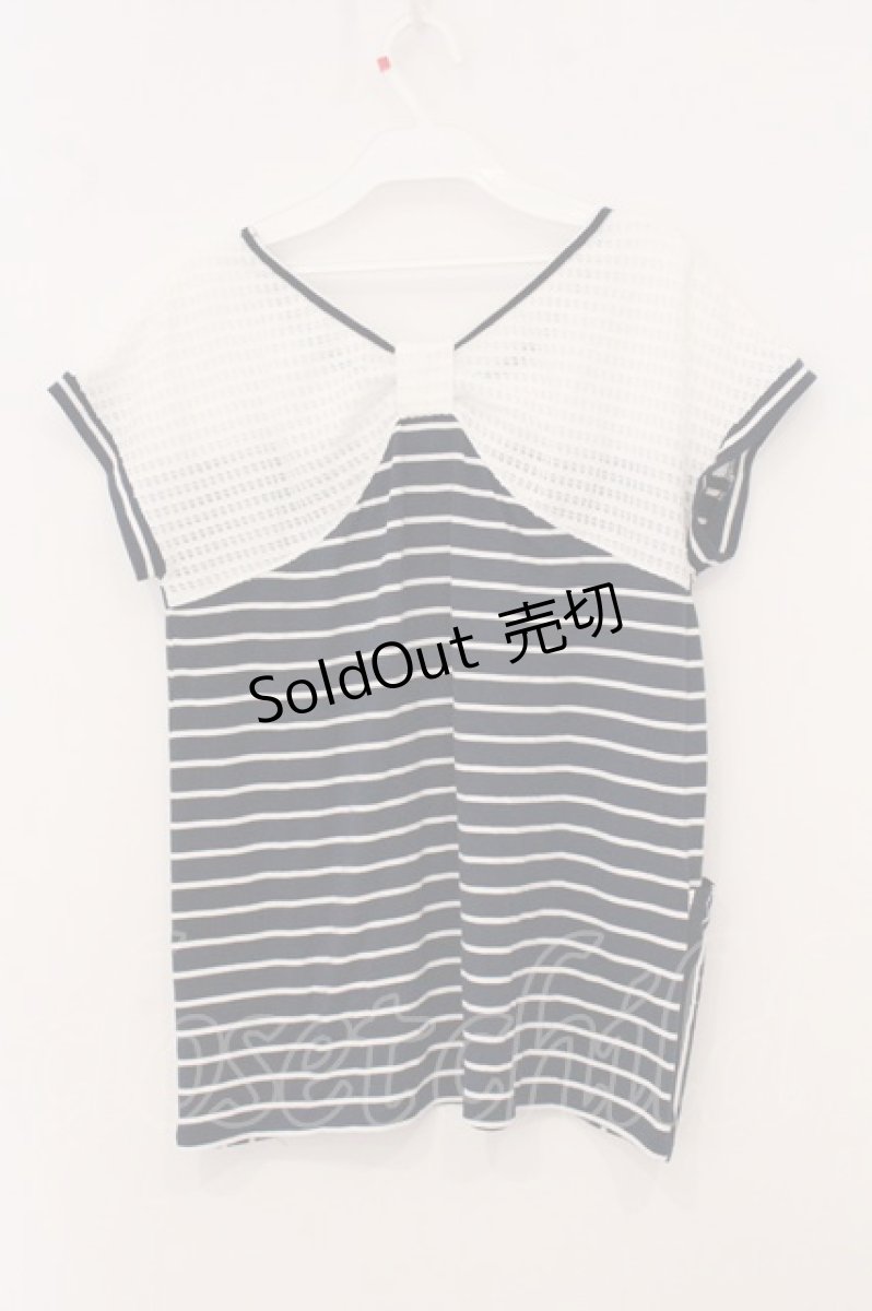 画像3: axes femme / ボーダー切り替えトップス M ネイビー×シロ O-26-05-14-1046-AX-TO-IG-OS (3)