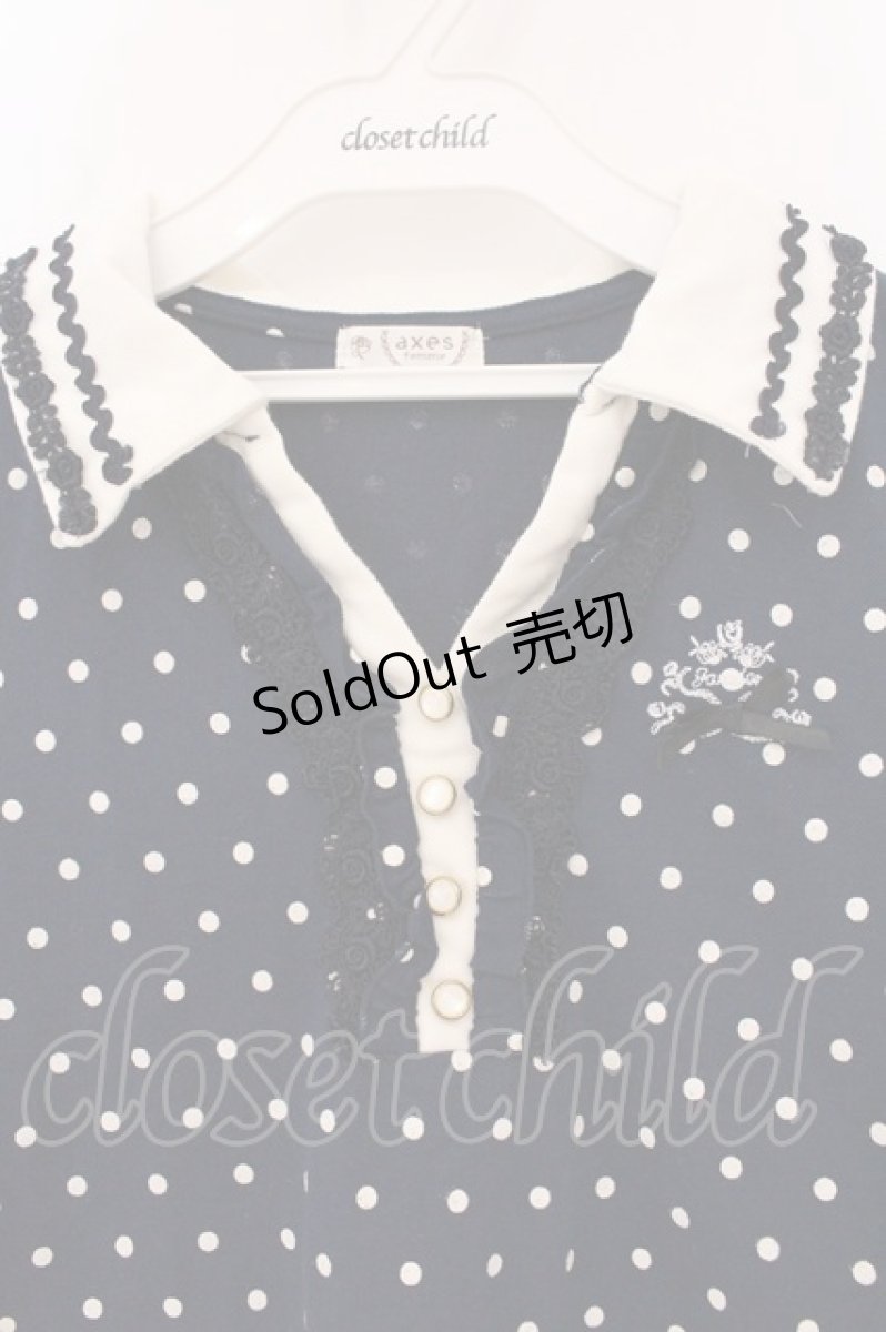 画像2: axes femme / ドットポロシャツ M 保管臭あり O-26-05-14-1047-AX-TO-IG-OS (2)
