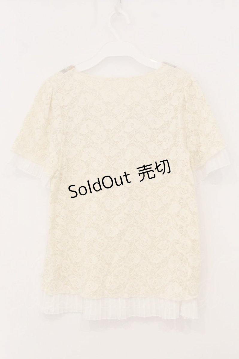 画像3: axes femme / ラメモチーフレース配色裾プリーツTシャツ M アイボリー O-26-05-14-1049-AX-TO-IG-OS (3)