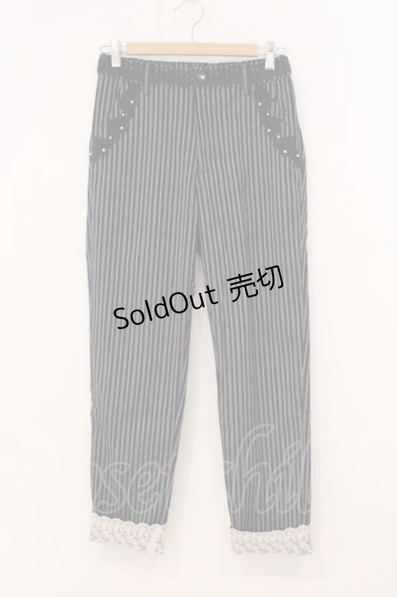 画像1: axes femme / ストライプロールアップパンツ M ネイビー O-26-05-14-1058-AX-PA-IG-OS (1)