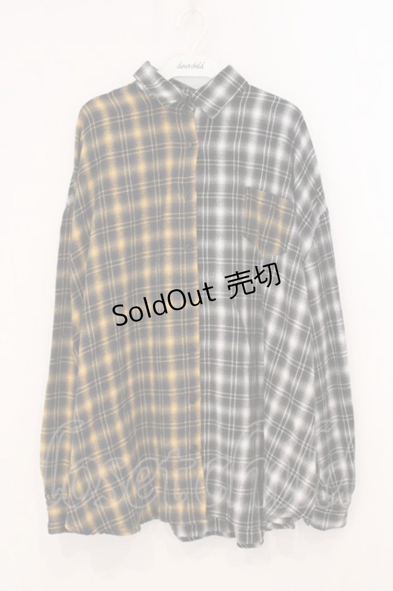 画像1: Favorite / オーバーシルエットチェックシャツ  ブラックチェック×イエローチェック O-26-05-14-1009-LO-BL-IG-ZT414 (1)