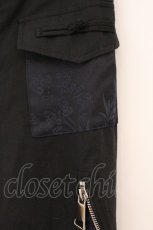 画像2: Favorite / 織が魅せるチャイナ柄×ファスナー装飾のユニセックスワイドパンツ  ブラック×ネイビー O-26-05-14-1010-LO-PA-IG-OS (2)