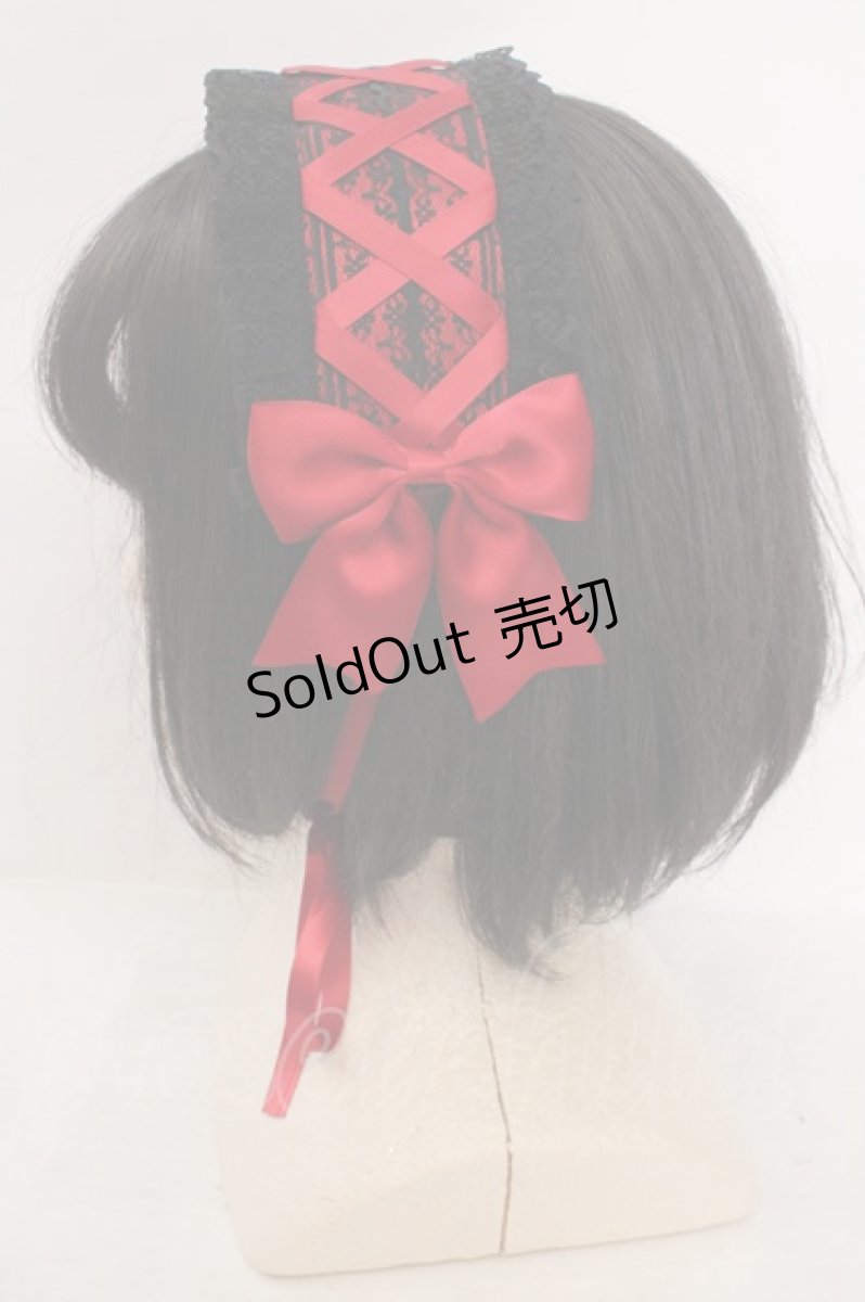 画像3: LOLITAその他 / レースとリボンのロリィタヘッドドレス  レッド×ブラック O-26-05-14-024-LO-AC-IG-OS (3)