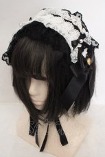 画像1: Angelic Pretty / レースハートチャームバラレースヘッドドレス  クロ×シロ O-26-05-14-025-AP-AC-IG-OS (1)