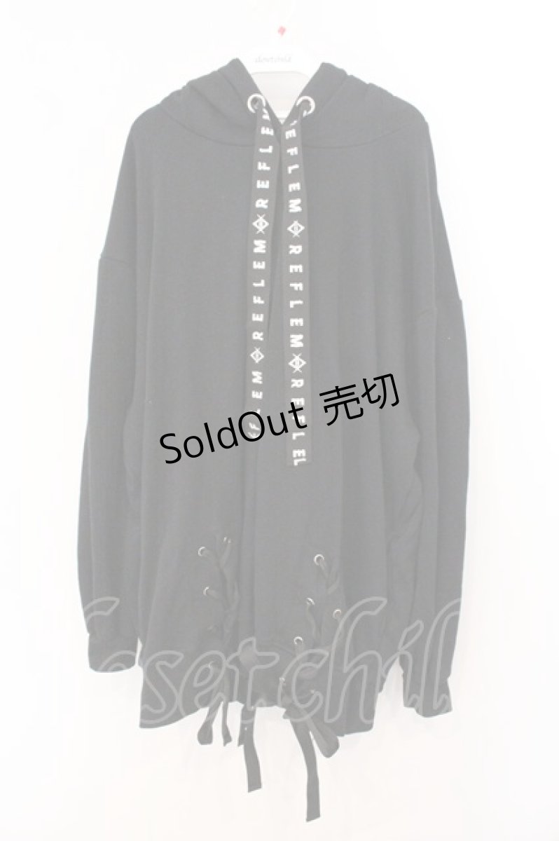 画像1: REFLEM / ネコ耳レースアップパーカー  ブラック O-26-05-16-032-PU-TO-IG-OS (1)