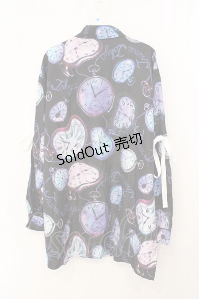 画像3: TRAVAS TOKYO / Distort Watch Shirts（ディストートウォッチシャツ）  ブラック×パープル系 O-26-05-16-003-PU-BL-IG-OS (3)