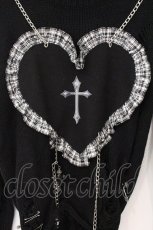 画像2: BLOOD SUPPLY（海外ブランド） / Plaids Cross Heart Shape Knit（プレイドクロスハートシャープニット）  ブラック O-26-05-16-039-GO-TO-IG-OS (2)