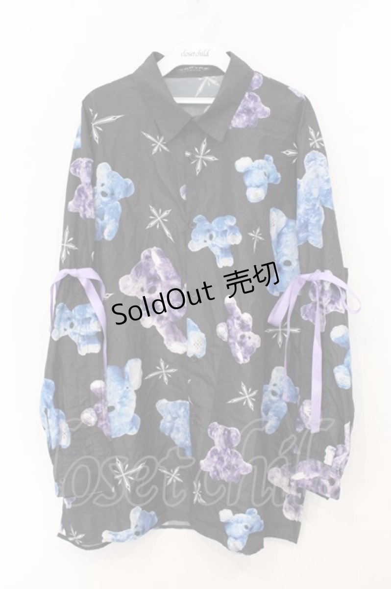画像1: TRAVAS TOKYO / くま総柄ネクタイ付きシャツ/Myriad of bears shirts with tie  ブラック O-26-05-16-042-PU-BL-IG-ZI (1)
