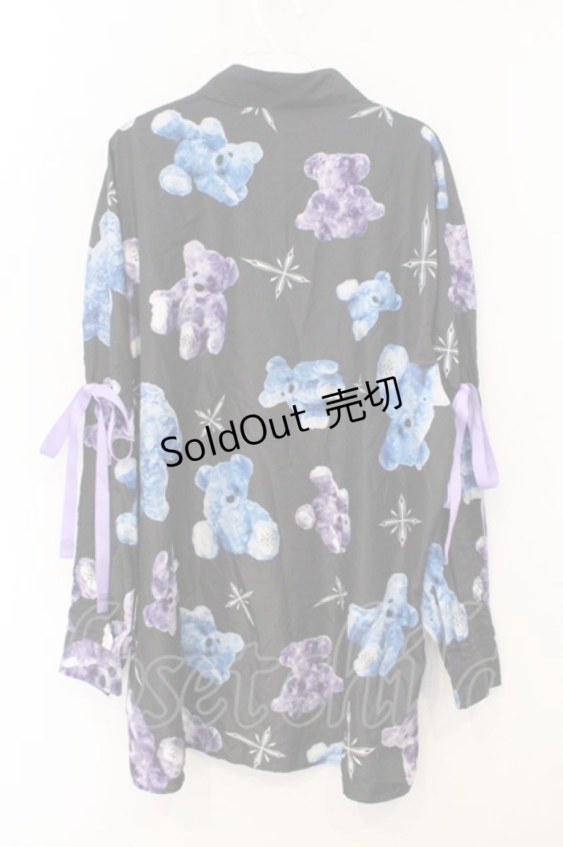 画像3: TRAVAS TOKYO / くま総柄ネクタイ付きシャツ/Myriad of bears shirts with tie  ブラック O-26-05-16-042-PU-BL-IG-ZI (3)