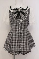 画像1: Secret Honey / ビジュリボンチェックセットアップ 2 クロｘシロ O-26-05-16-075-CA-OP-YM-OS (1)
