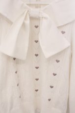 画像2: evelyn / ハート透かしリボンニット  シロ O-26-05-16-076-LO-TO-YM-OS (2)