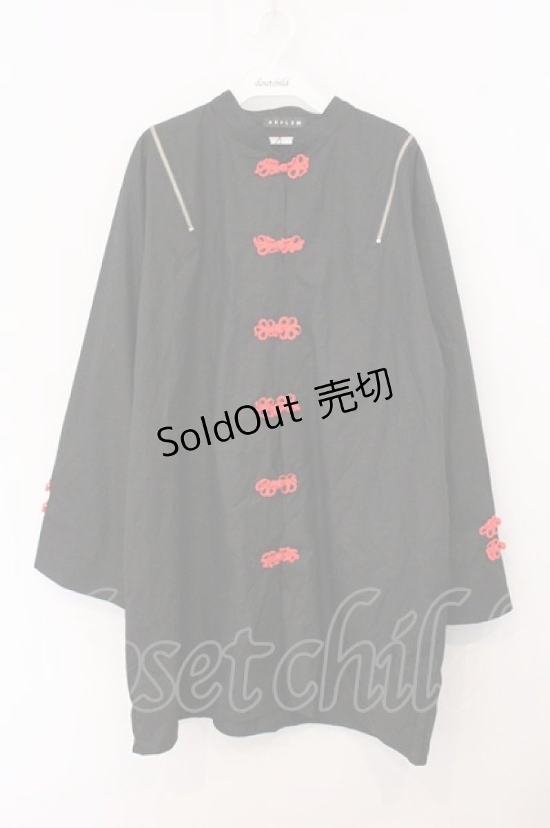 画像1: REFLEM / ショルダーZIPチャイナシャツ  ブラック×レッド O-26-05-16-015-PU-BL-IG-OS (1)
